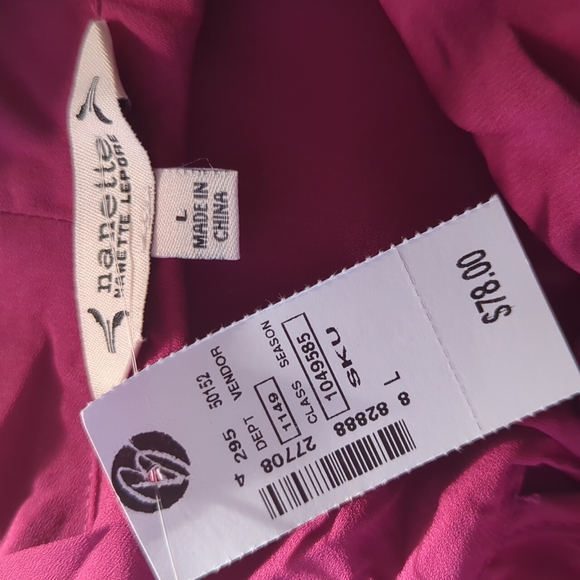 NWT 2 NANETTE LAPORE PLEATED MIDI SKIRT & MATCHING  PLEATED BOW SHIRT SZ L - Picture 8 of 12